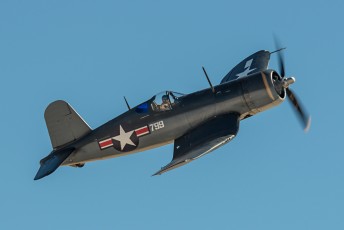 A Vought F4U-1 Corsair which is part of the Planes of Fame collection based out of Chino, CA
