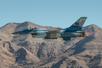 General Dynamics F-16 Fighting Falcon, part of the 64th Aggressor Squadron (64 AGRS) based at Nellis AFB 