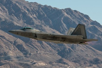 A Lockheed Martin F-22A Raptor launches during the Raptor Demonstration at Aviation Nation 2014