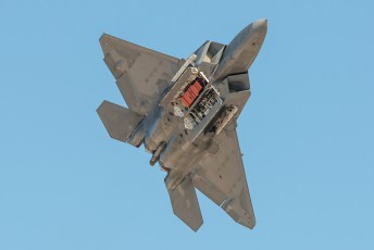 "Bays Open" - A Lockheed Martin F-22A Raptor performing during the Raptor Demonstration at Aviation Nation 2014