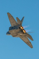 A Lockheed Martin F-22A Raptor performing during the Raptor Demonstration at Aviation Nation 2014