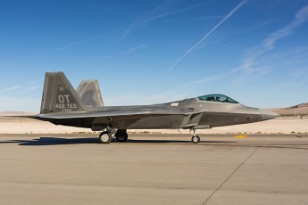 A Lockheed Martin F-22A Raptor from the 422d Test and Evaluation Squadron (422 TES) based at Nellis AFB