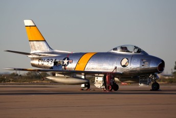 North American / Sharpe F-86F Sabre s/n 52-5012 (1952) "Jolley Roger" Planes of Fame Museum, Flight Line @ Heritage Flight Conference, Davis-Monthan AFB, Tucson, AZ