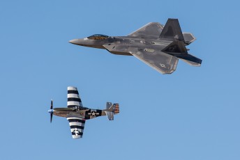 F-22 Heritage Flight practice at the 2015 Heritage Flight Training and Certification Course hosted by Davis-Monthan AFB in Tucson, AZ