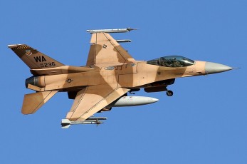 This Red Air F-16C Viper from the 64th AGS returns to Nellis AFB from the Nevada Test and Training Range (NTTR)