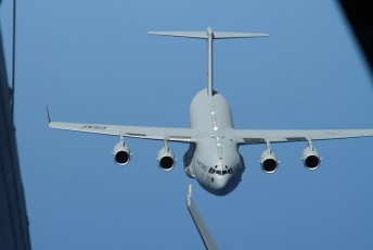 C-17 approaching the KC-10 tanker