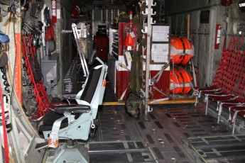 The cargo hold of the dedicated SAR Hercules is crammed with rescue equipment.
