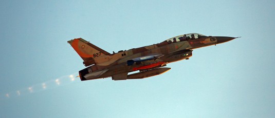 Armed IAF F-16I from Knights of the Orange Tail pulling into a climb before dropping ordinance. Photo by Yissachar Ruas