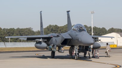 334th FS F-15E at the EOR - pins being pulled.