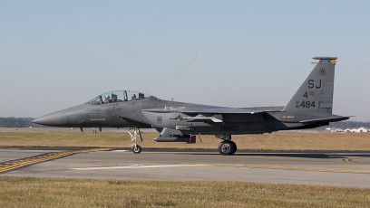 F-15E Strike Eagle 335 FS, 4th OG "Group Jet." A spare for Razor Talon - pins in place leaving the EOR means no launch today :(