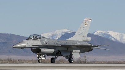 F-16A from the 56th FW & 21st FS "Gamblers"  Luke AFB launches at NAS Fallon