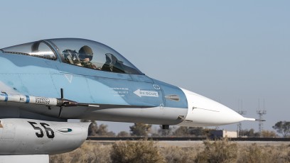 F-16A Aggressor used in TOPGUN school taxis to launch - NSAWC