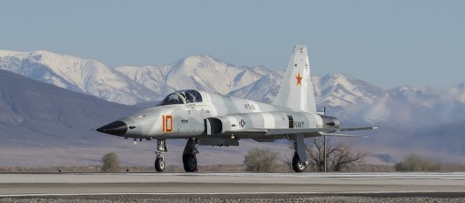 F-5E Tiger II of the VFC-13 Fighting Saints staged for launch at NAS Fallon