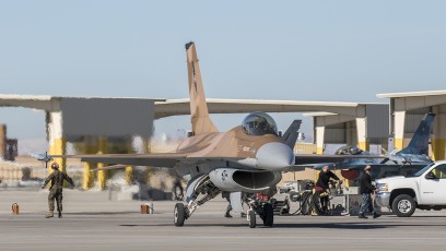 Getting a little heat on a cool desert morning compliments of a F-16A Aggressor, NAS Fallon