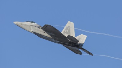 1 FW 94th FS F-22 launches from JBLE during TriLateral Exercise