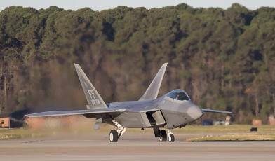 USAF F-22 Raptor taxis at the inaugural TriLateral exercise JBLE.