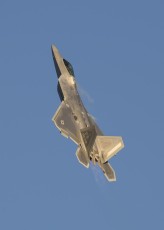 F-22A Performs demo at TriLateral Exercise Media day, Raptor marking indicates it is associated with the 192d FW, a Virgina ANG unit integrated with the 1 FW.
