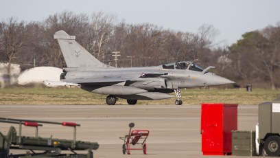 French Armee De L'Air Rafale C taxis to launch during the TriLateral Exercise at JBLE.