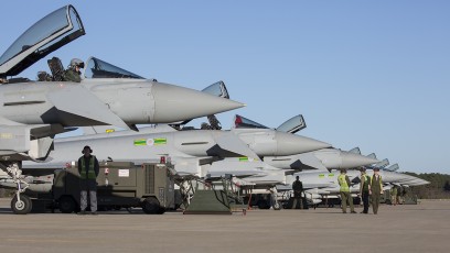 RAF 3 & 11 SQN Typhoon Line at the inaugural TriLateral Exercise at JBLE.