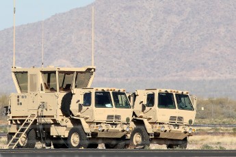 US Army Mobile Tower System (AN/MSQ-135 MOT) is transportable by C-17 aircraft or by CH-47 helicopter @ Picacho Stagefield Heliport, AZ