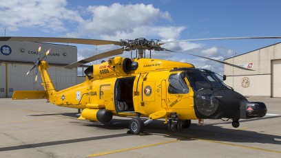 USCG Air Station Elizabeth City Ramp with Sikorsky MH-60T in "Centennial Yellow."