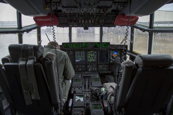 Preflight of a USCG HC-130J at Coast Guard Air Station Elizabeth City