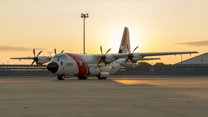 HC-130J of Coast Guard Air Station Elizabeth City wakes to a new day.