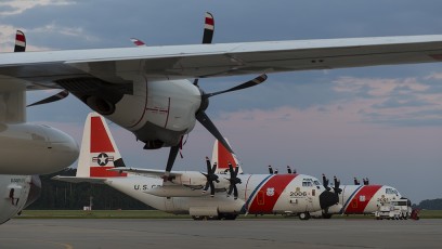 HC-130Js of Coast Guard Air Station Elizabeth City wake to a new day.