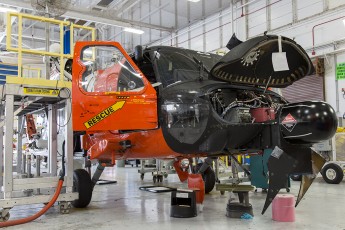 USCG Sikorsky MH-60T undergoing extensive maintenance by Air Station Elizabeth City AMTs & AETs.