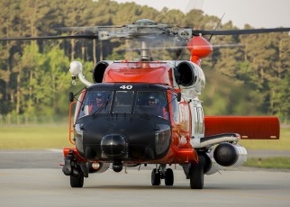 USCG Sikorsky MH-60T taxis to ramp after landing at Air Station Elizabeth City, NC