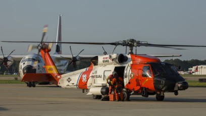 USCG Sikorsky MH-60T unloads after landing at Air Station Elizabeth City, NC