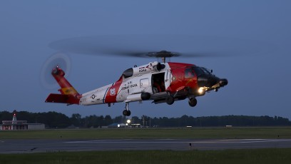 MH-60T of U.S. Coast Guard Station Elizabeth City night launch.