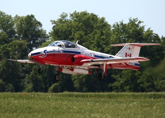 The Snowbirds fly the Canadiar CT-114 Tutor, a low wing, subsonic, single turbojet engined aircraft.