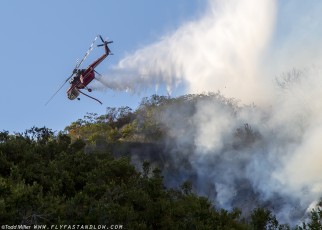 Sikorsky CH-54B laying down the water on the Azusa Fire on the hills North of Los Angeles June 20, 2016