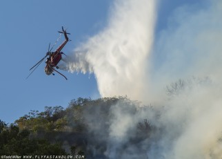 Sikorsky CH-54B laying down the water on the Azusa Fire on the hills North of Los Angeles June 20, 2016