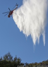 Sikorsky CH-54B makes water drop on the Azusa Fire on the hills North of Los Angeles June 20, 2016