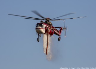 CH-54B opening the floodgates on the Azusa Fire on the hills North of Los Angeles June 20, 2016