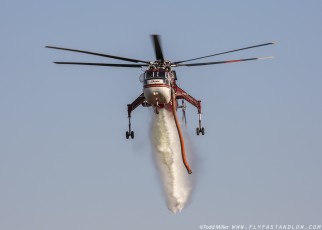 CH-54B "Shania" makes water drop on the Azusa Fire on the hills North of Los Angeles June 20, 2016