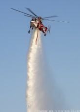 CH-54B makes water drop on the Azusa Fire on the hills North of Los Angeles June 20, 2016