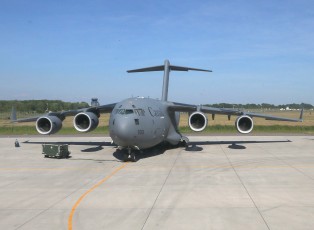 The CC-177 is a high-wing, four engine, T-tailed strategic airlifter.
