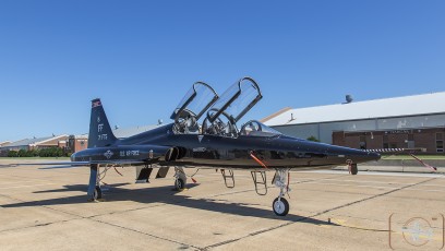 T-38 Talon ADAIR of the 71 FTS on the ramp at Joint Base Langley-Eustis (JBLE).