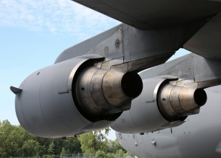 The C-17 is powered by four Pratt & Whitney F117-PW-100 turbofan engines with each engine rated at 40,400 lbf (180 kN) of thrust.