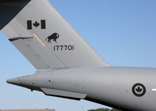 CC-177 (177701) 429 (T) Squadron “Bisons” with low-visibility markings on tail.