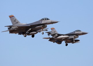 TWO SHIP: General Dynamics F-16C Fighting Falcons, AZ-ANG 152nd FS "Tigers", Tucson IA (KTUS), AZ
