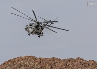 CH-53E Super Stallion from VMM-161 the Greyhawks of MCAS Miramar, CA climbing out of the landing zone with Marines - headed home after a long day.  Marines from the 15th MEU during Realistic Urban Training (RUT). MCAGCC Twentynine Palms, CA March 10, 2017.