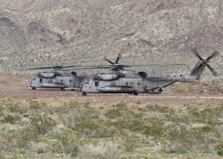 CH-53E Super Stallions from VMM-161 the Greyhawks of MCAS Miramar, CA waiting for Marines from the 15th MEU to embark following Realistic Urban Training (RUT). MCAGCC Twentynine Palms, CA March 10, 2017.