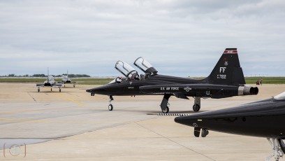 T-38A of "MIG" flight leave EOR and roll twoards launch.  Langley Adversaries, 71st FTS  "Ironmen" during Atlantic Trident '17 flying out of Joint Base Langley-Eustis.