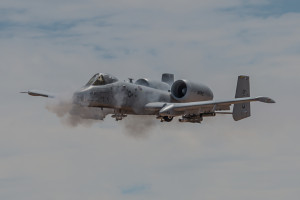 An A-10 from the 47th Fighter Squadron (47 FS) uses a quick burst from it's 30mm cannon to destroy a target