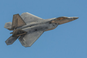 A surprise participant for Red Flag 14-3. A Lockheed Martin F-22A Raptor from the 95th FS based out of Tyndall AFB in FL