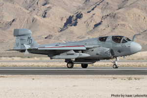 An EA-6B Prowler from VMAQ-3 arrives back to Nellis AFB after a Red Flag 15-2 mission in March 2015 - Photo by Isaac Lebowitz/APD